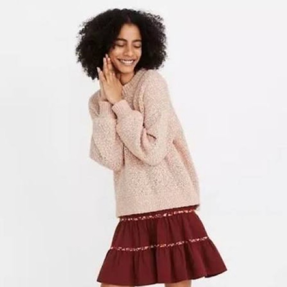 Madewell | Baez | Marbled Alpaca Wool Blend Sweater | Pink | Small 🕥